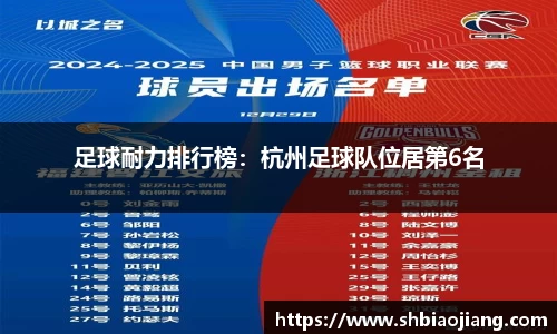 足球耐力排行榜：杭州足球队位居第6名